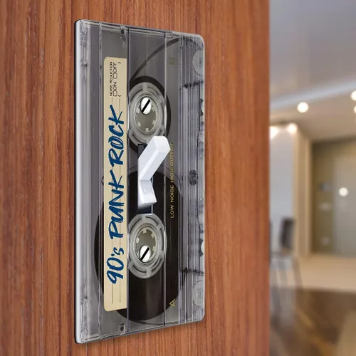 Miniatura 3 de WIRESTER Placa de interruptor de luz de palanca de una sola banda/cubierta de placa de pared - Cinta de casete transparente retro Punk Rock