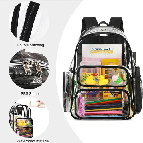 Miniatura 138 de CAMTOP Mochila transparente resistente y transparente para estudiantes, escuela, trabajo, festival, viajes, deportes, Beige, Mediana, Camtop Mochila