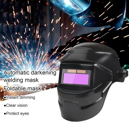 Miniatura 2 de Casco de soldadura Solar Powered Auto oscurecimiento LCD claro soldadura molienda campana de seguridad engranaje negro