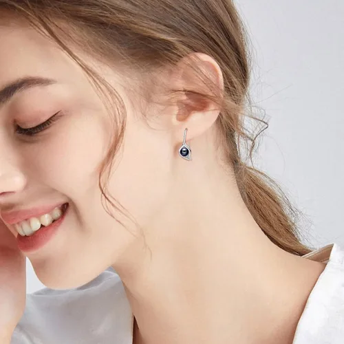 Miniatura 2 de Aretes de perlas de plata de ley, aretes colgantes de perlas finas joyas para el día de la madre, regalos para mujeres