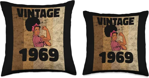 Miniatura 3 de Vintage 1969 Limited Edition 54th Birthday Afro Girls Women Throw Pillow