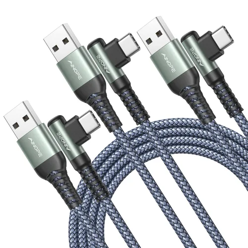 Miniatura 40 de AINOPE Cable USB a USB C [2 unidades, 6.6 pies] 3.1A tipo C cargador de carga rápida, cable USB C en ángulo recto para iPhone 17 Carplay, Galaxy Gris