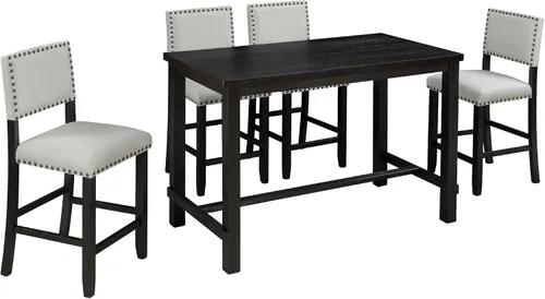 Miniatura 4 de Elegante juego de comedor de 5 piezas de altura de mostrador, mesa clásica elegante y 4 sillas, adecuado para cocina, comedor, apartamento Espresso