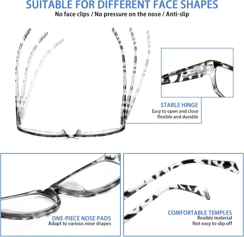 Miniatura 4 de Paquete de 5 gafas de lectura para computadora para hombres y mujeres, antifatiga, gafas con bloqueo de luz azul para la lectura (5 mix-4, 1.50)