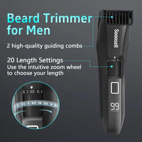 Miniatura 2 de Soonsell Manscape Recortadora de Barba para Hombres, Kit de Aseo para Hombres 4 en 1 Impermeable IPX7, Afeitadora de Bola, Cortapelo para Nariz