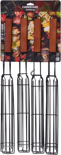 Miniatura 7 de Farberware 5290494 BBQ Shish Kabob - Cestas para asar, color negro y madera