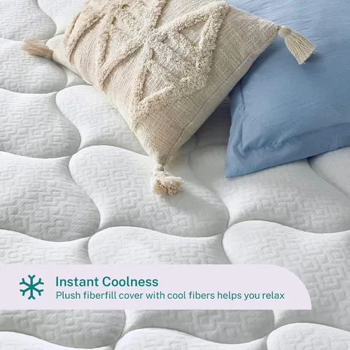 Miniatura 5 de Sleep Innovations Cooling Comfort - Cubrecolchón de espuma viscoelástica de gel de doble capa, 4 pulgadas, tamaño Queen, funda de almohada