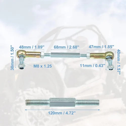 Miniatura 3 de X AUTOHAUX M8 120mm Junta Esférica de Barra de Dirección para ATV de 50 cc, 70 cc, 90 cc, 110 cc, 125 cc, 150 cc, 200 cc, 250 cc Cuadriciclo