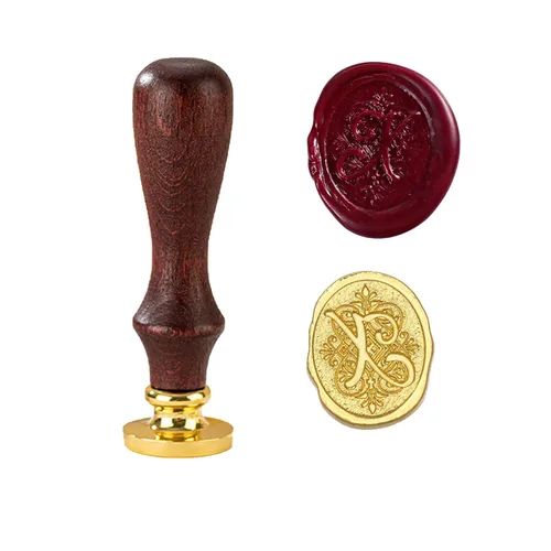 Miniatura 24 de Sello de cera con letra inicial del alfabeto G, sello de cera de sellado de letras vintage con cabeza de latón extraíble y mango de madera