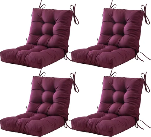 Miniatura 25 de BLISSWALK Cojines para sillas de exteriores, cojín grueso de mimbre con respaldo bajo y lazos para muebles de patio, 40 pulgadas de largo x 20 Beige