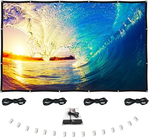 PropVue Pantalla de proyector portátil de 120 pulgadas, pantalla de cine plegable para interiores y exteriores, pantalla blanca, pantalla de