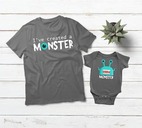 Miniatura 2 de Mik Ive Created a Monster Shirt Dad and Baby Daddy and Me - Body para disfraz de papá e hijo