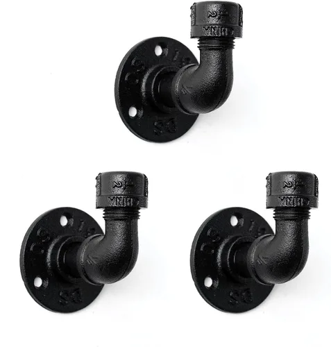 Ganchos para toallas de baño para colgar, paquete de 3 toalleros industriales vintage, color negro, gancho resistente para colgar en la pared,