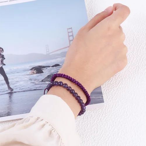 Miniatura 2 de Pulseras de cuentas negras para hombres y niños: 0.236 in de obsidiana ónix cuentas de lava para hombre conjunto de pulseras para hombre - Genial