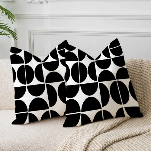 Miniatura 2 de Fundas de almohada negras de mediados de siglo de los años 70 y 80, fundas de almohada retro, fundas de almohada Morden geométricas abstractas