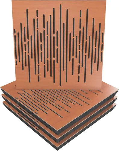 Miniatura 8 de Panel acústico difuso de absorción de sonido, «onda» para estudio de grabación Laminado en madera: (Sonoma), (paquete de 4)