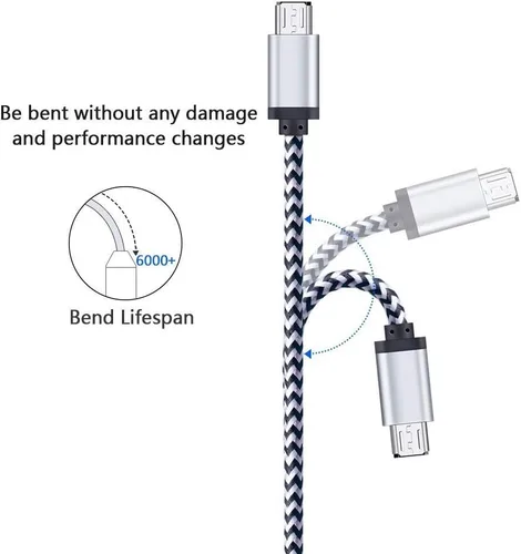 Miniatura 2 de Cable de carga micro USB, paquete de 5 cables micro USB de 6 pies, cable trenzado de carga rápida para Samsung Galaxy J3 J7 S6 S7 Edge, tableta, LG