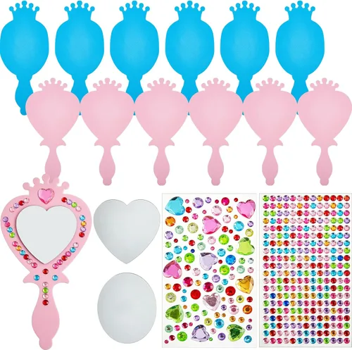 Liliful Paquete de 12 kits de espejos de espuma de princesa para decorar tus propios espejos de princesa, suministros de fiesta para niños, juguetes