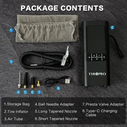 Miniatura 7 de Inflador de neumáticos Ai Compresor de aire portátil de 150 PSI con banco de energía de 15000 mAh, 5 veces de inflado rápido, indicador digital