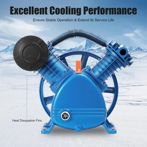 Miniatura 2 de Cabezal de bomba de compresor de aire de doble cilindro de 175PSI 5.5HP, 21CFM V Tipo Doble Etapa Universal de Bajo Consumo de Energía Motor