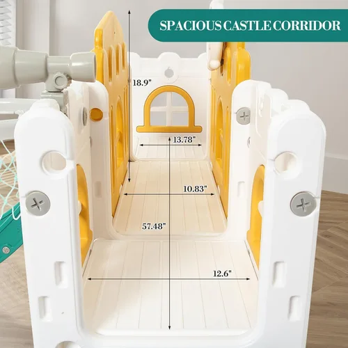 Miniatura 6 de Juego de toboganes 8 en 1 para niños, centro de actividades para interiores y exteriores, juego de tobogán escalador para niños con aro