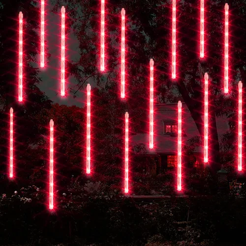 Miniatura 6 de Dazzle Bright 288 luces LED de Navidad, luces de lluvia de meteoritos de 11.8 pulgadas con 8 tubos, enchufe impermeable, luces de lluvia que caen