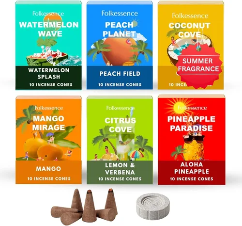 Miniatura 21 de Folkulture Conos de Incienso Perfumados Juego de 6 (120 Conos) con Porta Conos de Incienso Incienso de Lavanda, Palo Santo, Incienso de Sándalo