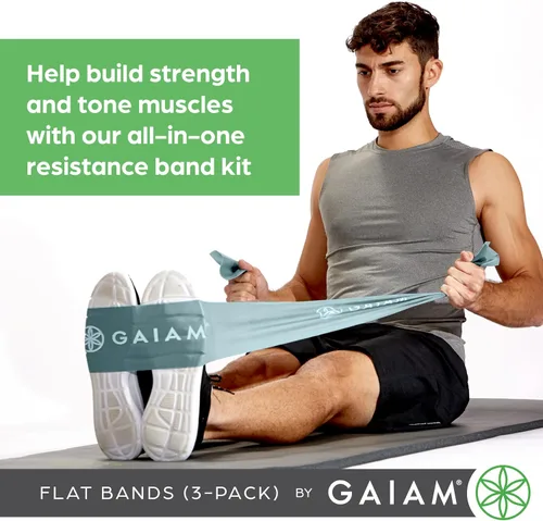 Miniatura 2 de Gaiam Juego de bandas de resistencia para restaurar la fuerza y la flexibilidad, 3 niveles de resistencia, bandas de entrenamiento de fuerza