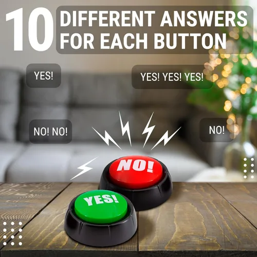 Miniatura 3 de Granatan Botón de sí y no con sonido, juego de 2 zumbadores de respuesta para espectáculos de juegos, regalos de broma