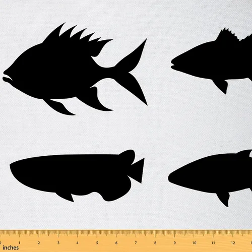 Tela de Pescado por Yarda, Tapicería de Animales Oceánicos, Decorativo de Tiburón, Peces de Mar Salvaje Antiguo Minimalista Misterioso Interior