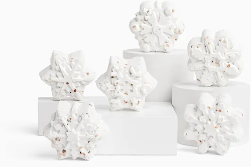 Miniatura 7 de LA SALT CO Bomba de baño de cristal de copo de nieve, trío de invierno del país de las maravillas, aromaterapia para baño o ducha, totalmente