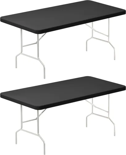 Miniatura 10 de Mantel rectangular de 60 x 84 pulgadas, 4, 5, 6 pies, paquete de 2 manteles reutilizables y lavables, de poliéster, color negro