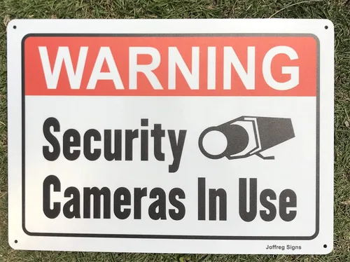 Miniatura 9 de Joffreg Señal de advertencia de cámaras de seguridad en uso, 14 x 10 pulgadas, aluminio reflectante, impresión UV, resistente a la intemperie