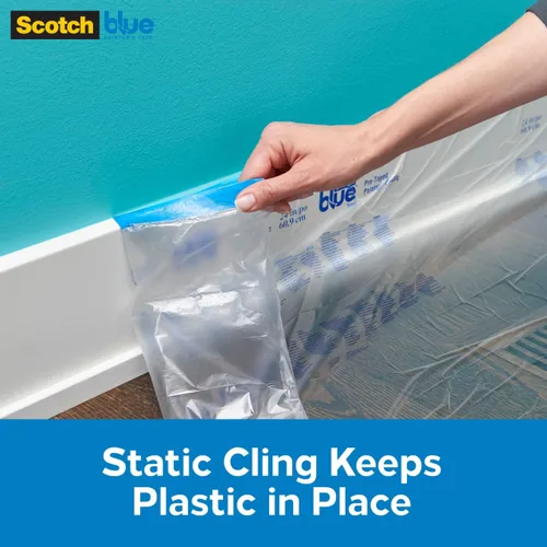 Miniatura 6 de ScotchBlue Cinta de Pintor de Plástico Pre con Dispensador con Cuchilla, 24 pulgadas x 30 yardas, Cinta y Película de Enmascaramiento Combinadas