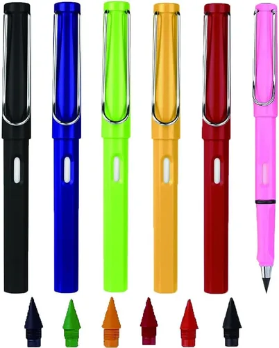 Miniatura 13 de 6 juegos de lápices eternos, bolígrafo infinito, lápices sin afilar para escribir, dibujar, estudiantes, sostenibles para suministros escolares