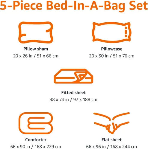 Miniatura 3 de Amazon Basics Juego de ropa de cama de microfibra de 5 piezas Bed-in-a-Bag para niños, individual, azul, sólido