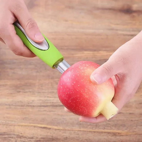 Miniatura 4 de Herramienta de extracción de descorazonador de pera de manzana de acero inoxidable con borde dentado afilado, herramienta removedor de núcleo