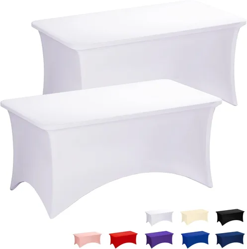 Miniatura 27 de Fixwal Paquete de 3 Manteles Negros para Mesas Rectangulares de 6 Pies, Manteles Rectangulares Elásticos de Spandex Ajustables de 6 Pies