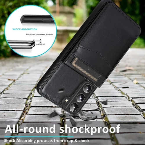Miniatura 7 de Asuwish Funda de teléfono para Samsung Galaxy S22 Plus/S22+ con protector de pantalla de vidrio templado y tarjetero para tarjetas de crédito, Negro