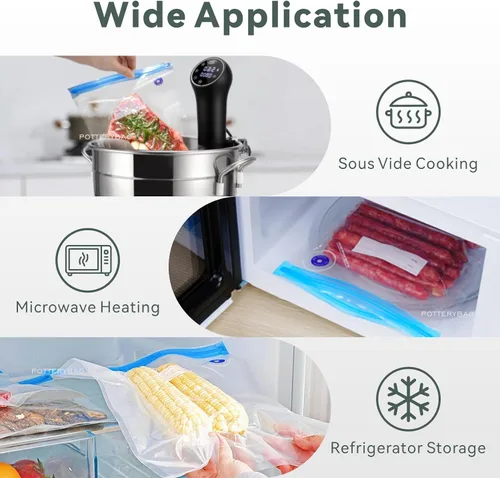 Miniatura 3 de Sous Vide - Bolsas reutilizables de 30 unidades, bolsas reutilizables de sellado al vacío (S+M+L) compatibles con alimentos para cocinas Anova