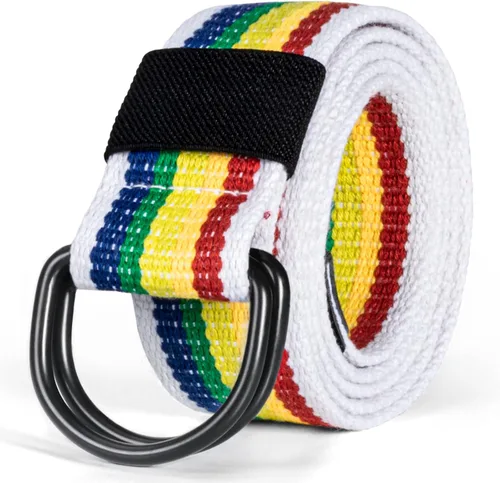Miniatura 24 de Cinturón para mujeres y hombres de lona con hebilla negra 1 1/2" de ancho extra larga color sólido