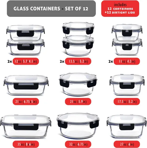 Miniatura 3 de Nestlé 24 piezas (12 contenedores herméticos aptos para congelador, 12 tapas), contenedores de almacenamiento para despensa y cocina, contenedores