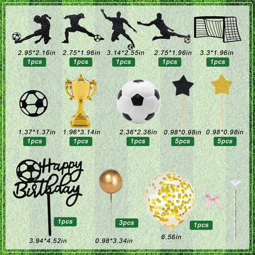 Miniatura 2 de 29 piezas de decoración de pastel de fútbol de cumpleaños decoración de pastel de fútbol jugador de pelota deportiva decoración de pasteles