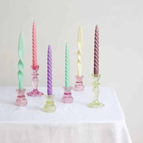 Miniatura 5 de Velas de cena cónicas trenzadas en espiral italiano, regalo ideal para el día de San Valentín, paquete de 4, mesas de mesa, rosa y naranja Opink