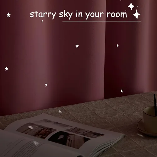 Miniatura 4 de NICETOWN Cortina de habitación infantil inspirada en el espacio nocturno con estrellas centelleante, cortinas blackout para ventana para dormitorio