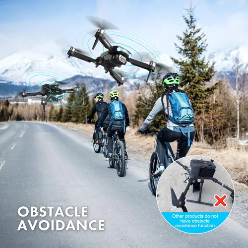 Miniatura 7 de Dron con cámara para adultos 1080P HD, mini dron con evitar obstáculos 50 minutos de tiempo de vuelo largo, cuadricóptero RC plegable con motor sin
