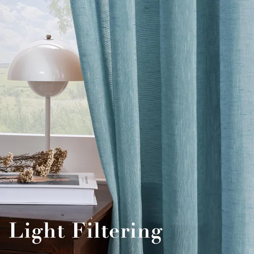 Miniatura 5 de Paneles elegantes de cortina de lino natural, cortinas de lino semitranslúcidas de eficiencia energética/paneles de cortina con ojales de níquel