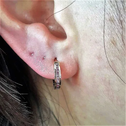 Miniatura 6 de Dazzlingrock Collection - Pendientes de aro pequeños de 14 quilates, oro rosa
