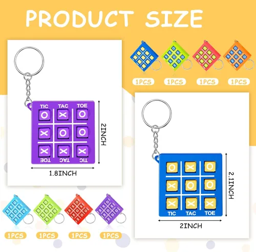 Miniatura 2 de Hicarer 8 llaveros de fiesta de Tic Tac Toe para fiesta de cumpleaños a granel, regalos de fin de año para estudiantes, niños de 8 a 12 años, regalo