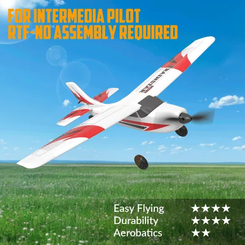 Miniatura 6 de volantexrc Avión de entrenamiento RC de 3 canales con control remoto con protector de utilería, estabilizador giroscopio de 6 ejes y 3 modos